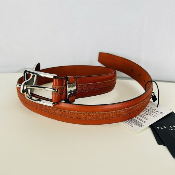 Ted Baker Men's Symon Leather/Polyurethane Tan Belt Size 28 NWT